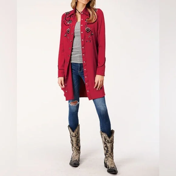 Roper Womens Dress Old West Collection with Embroidery - Red - Picture 2 of 14